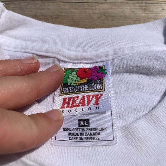 💚 Vintage 90s Fruit of the Loom White Tropical Short Sleeve Size XL Distressed - Picture 10 of 10